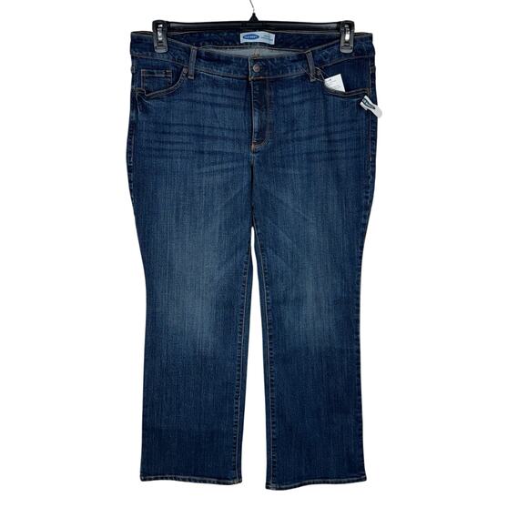 Old Navy SZ 18 Plus SHORT Bootcut Jeans Stretch Mid-Rise Pockets Zip-Fly Blue - Picture 1 of 9